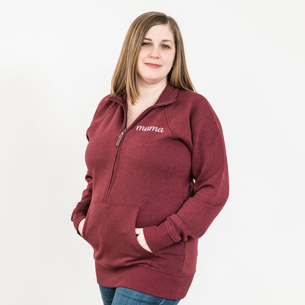 Half Zip Sweater | Mama Script | Merlot