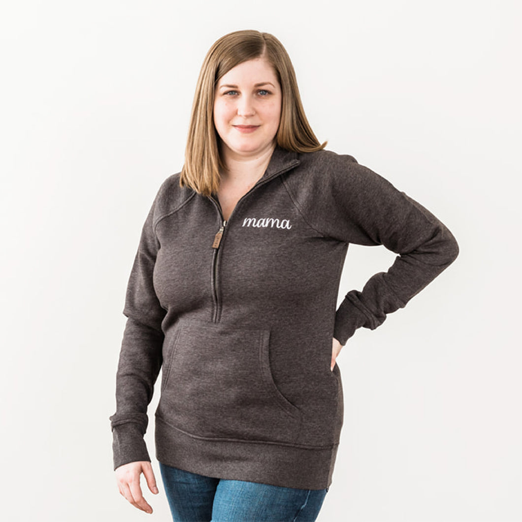 Half Zip Sweater | Mama Script | Charcoal