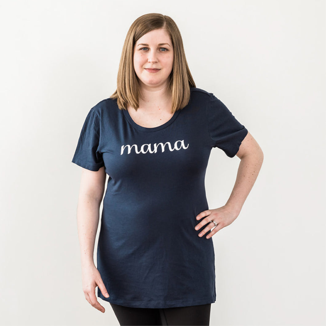 Scoopneck Tee | Mama Script | Navy